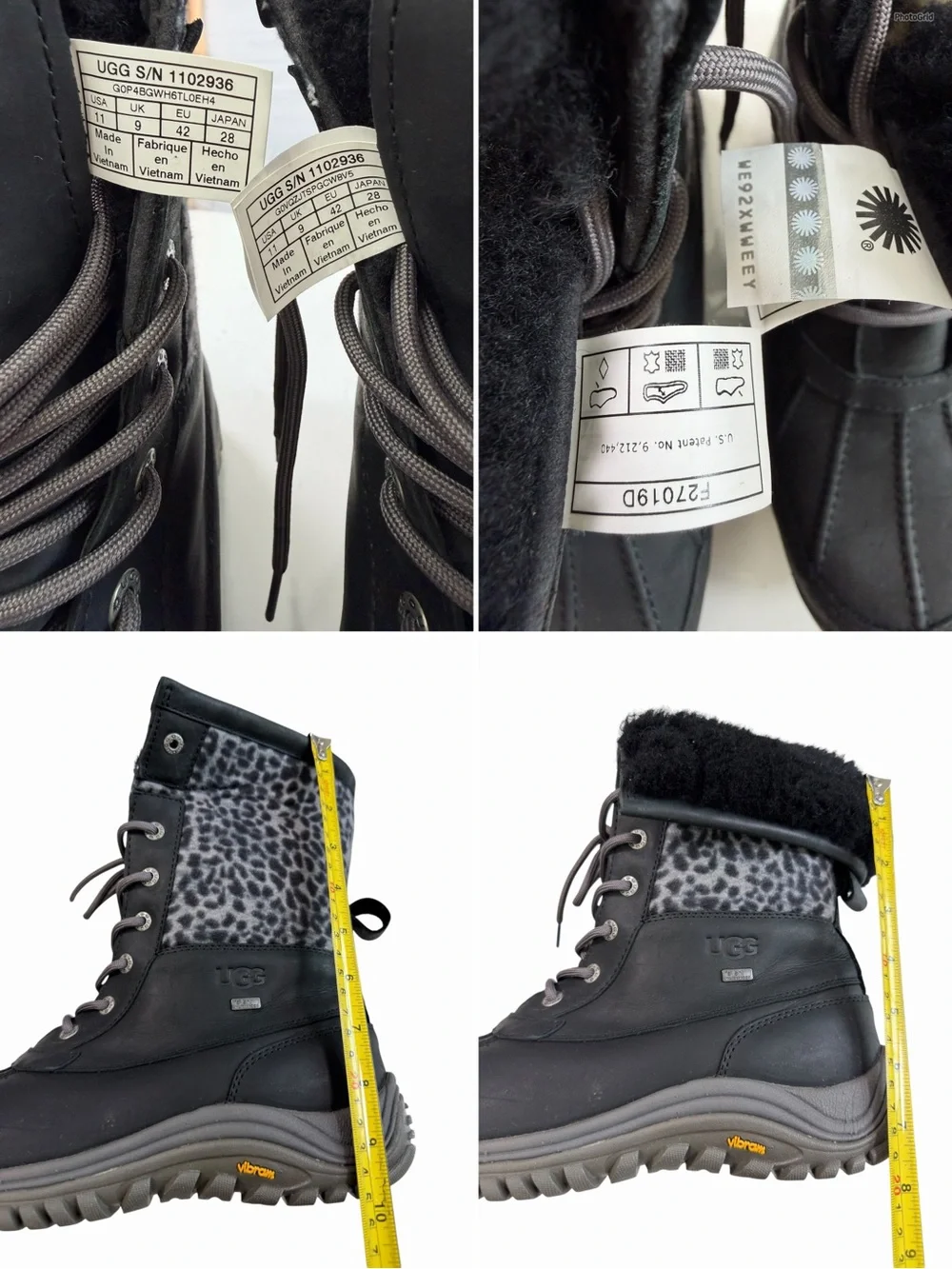 Ugg Adirondack II Exotic Waterproof Black Leopard Print Size 11